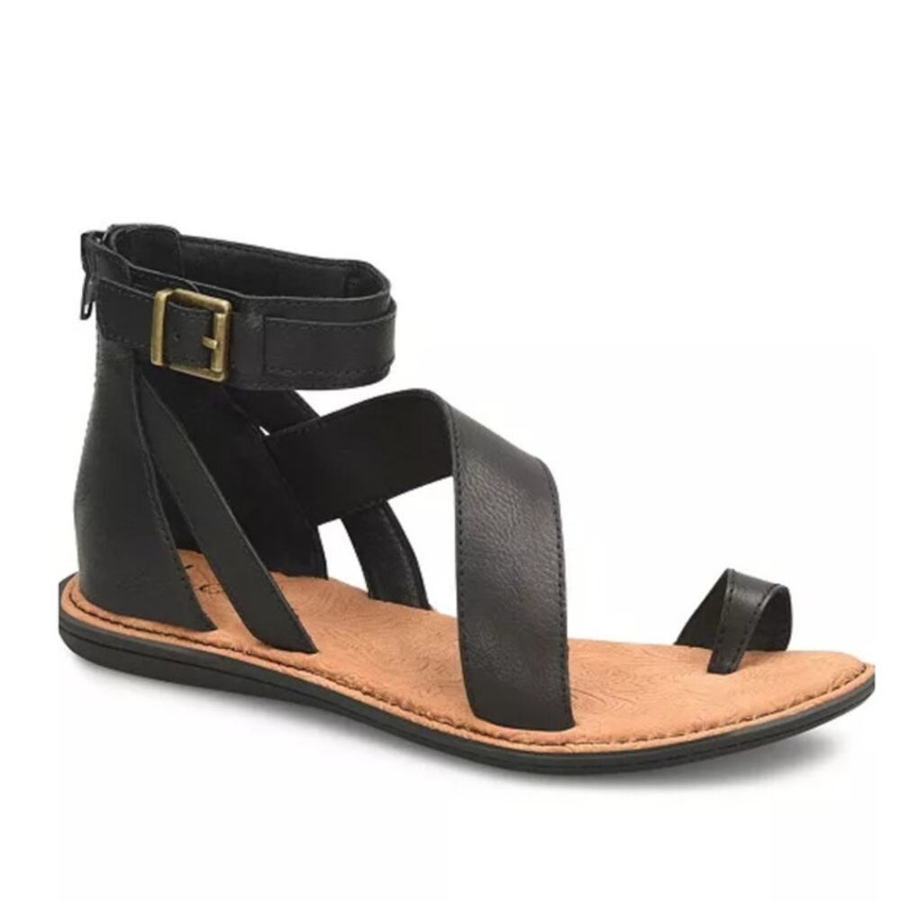 b.o.c Born Maci Strappy Sandal Black Gladiator Buckle Ankle Wrap Womens Size 11